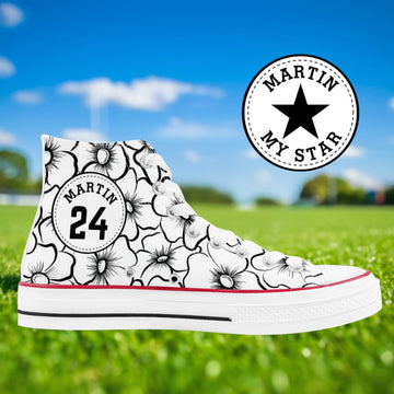 Black & White Floral My Star High Top