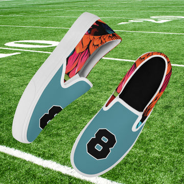 Teal Floral Graffiti Slip On