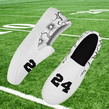 Black & White Floral Slip On