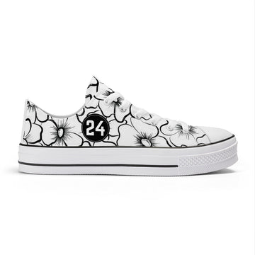 Black White Floral Low Top