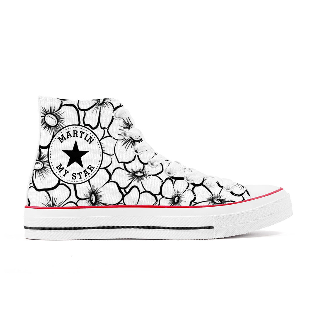 Black & White Floral My Star High Top