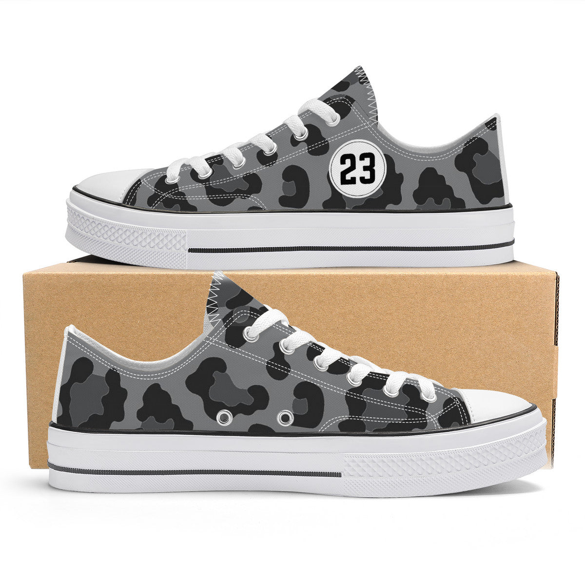 Grey Leopard Low Top