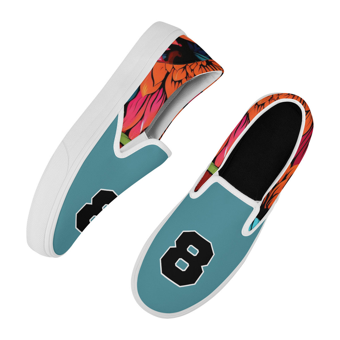 Teal Floral Graffiti Slip On