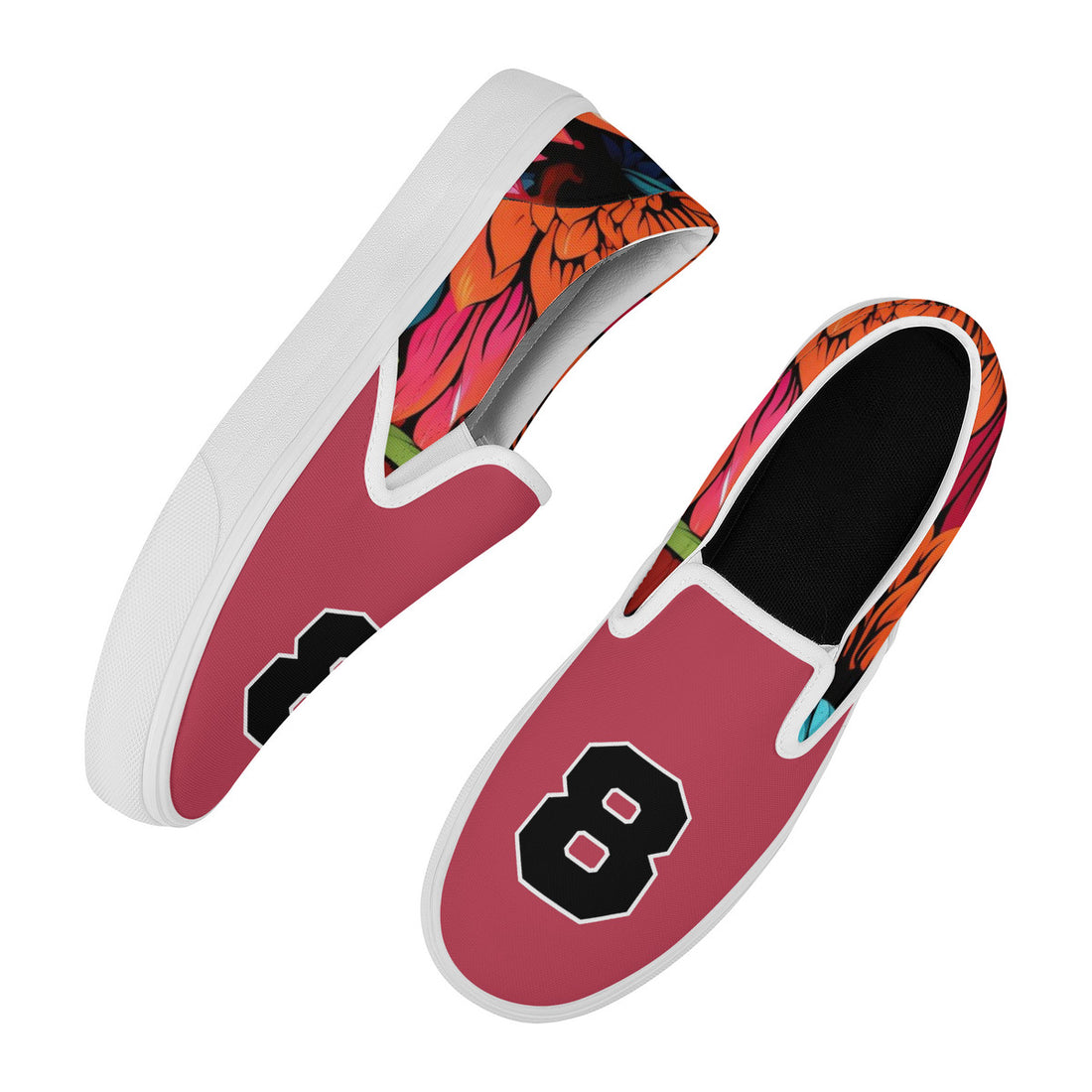 Raspberry Floral Graffiti Slip On