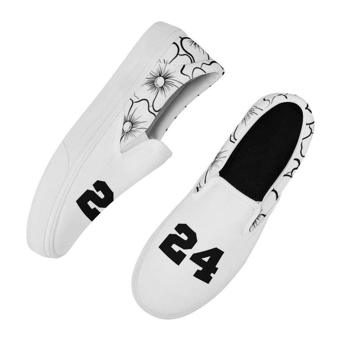 Black & White Floral Slip On
