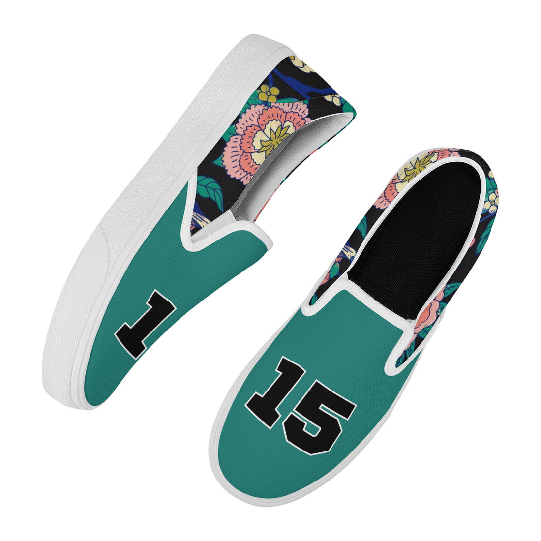 Teal Chinoiserie Bird Slip On